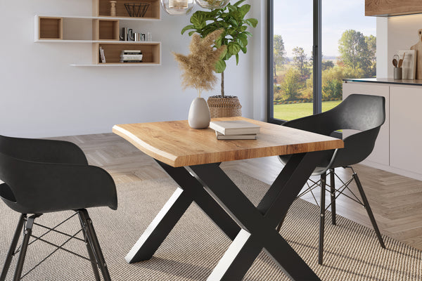 #holzwildeiche-optik #80x80 #x-gestellschwarz