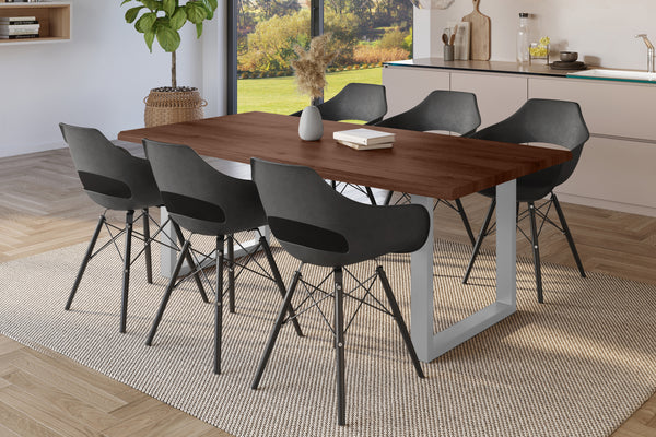 #holznussbaum-optik #180x90 #u-gestellsilber