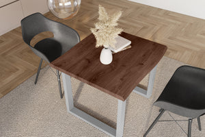 #holznussbaum-optik #80x80 #u-gestellsilber