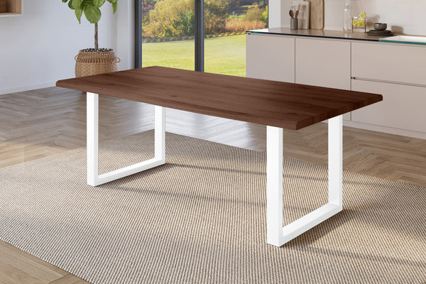#holznussbaum-optik #220x100 #u-gestellweiß