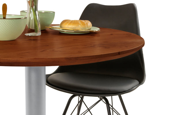 #akazienussbaumfarben #80x80 #säulen-gestellrundsilber