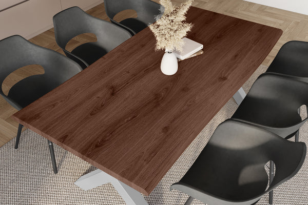 #holznussbaum-optik #220x100 #x-gestellsilber