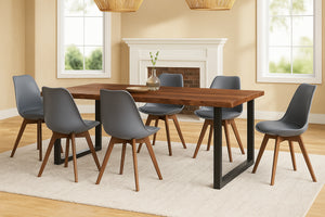 #holznussbaum-optik #180x90 #schalenstuhlgrau