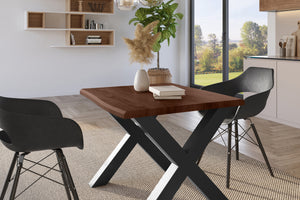 #holznussbaum-optik #80x80 #x-gestellschwarz