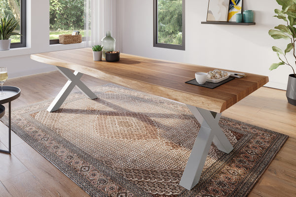 #akazienaturfarben #260x100 #x-gestellsilber