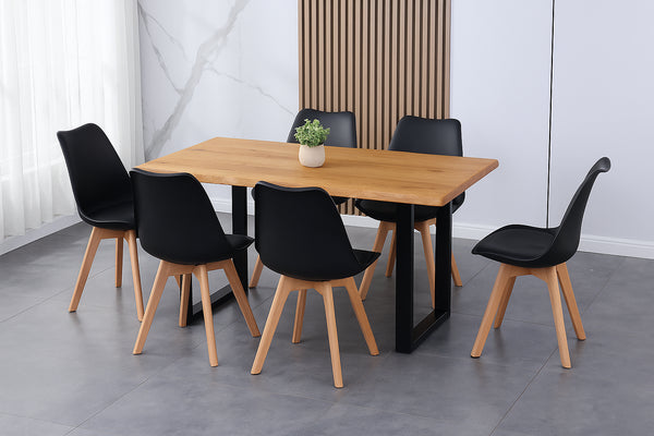#holzwildeichen-optik #160x85 #schalenstuhlschwarz