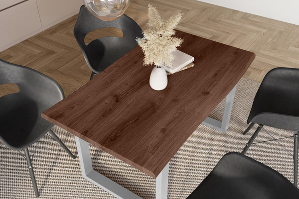 #holznussbaum-optik #140x80 #u-gestellsilber