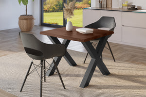 #holznussbaum-optik #80x80 #x-gestellschwarz