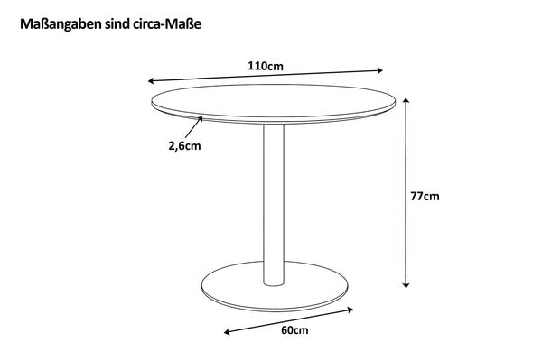 #eichenaturfarbengeölt #110x110 #säulen-gestellrundschwarz