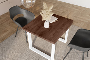 #holznussbaum-optik #80x80 #u-gestellweiß