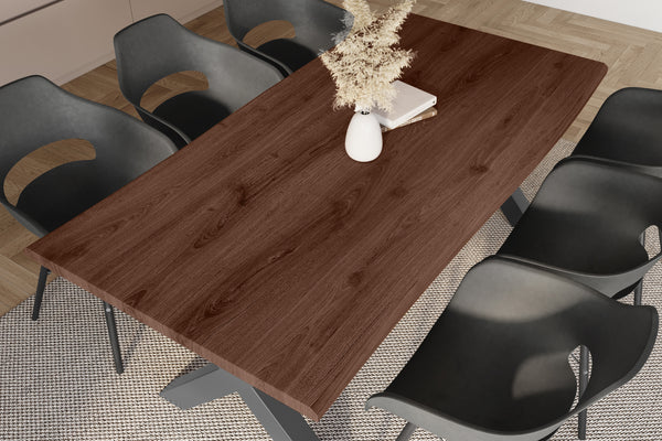 #holznussbaum-optik #220x100 #x-gestellschwarz