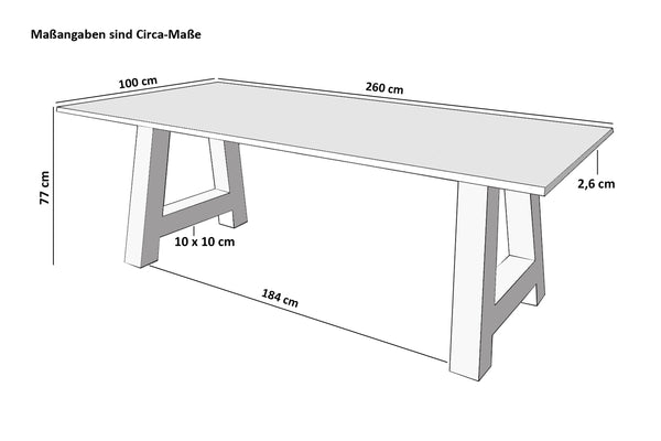 #naturfarben #260x100 #a-gestellschwarz