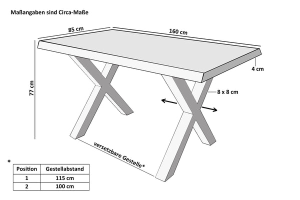 #wildeichenfarben #160x85 #x-gestellschwarz