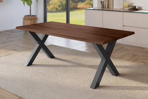 #holznussbaum-optik #220x100 #x-gestellschwarz