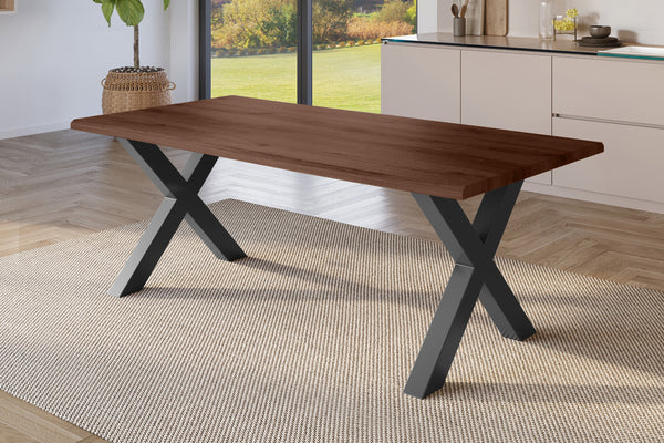 #holznussbaum-optik #220x100 #x-gestellschwarz
