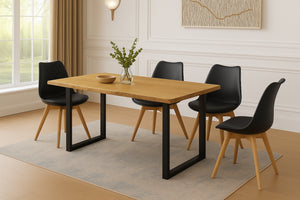 #holzwildeichen-optik #140x80 #schalenstuhlschwarz