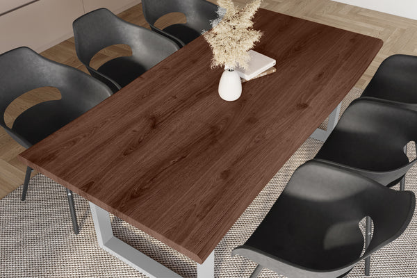 #holznussbaum-optik #220x100 #u-gestellsilber
