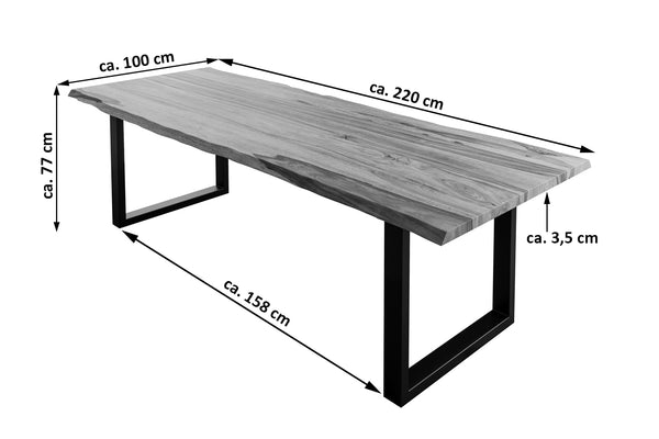 #sheeshamteakfarben #220x100 #u-gestellschwarz