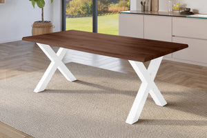 #holznussbaum-optik #220x100 #x-gestellweiß