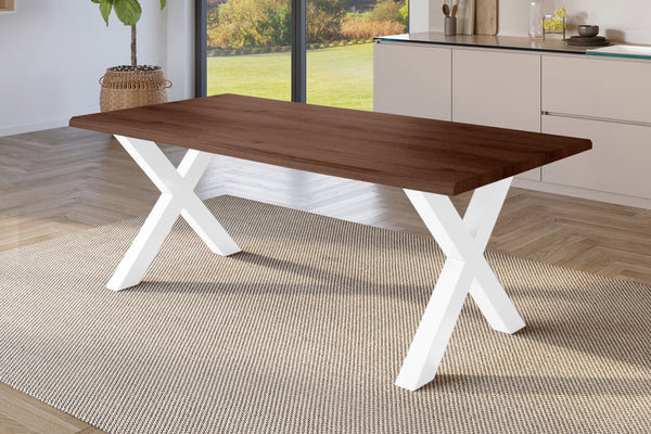 #holznussbaum-optik #220x100 #x-gestellweiß