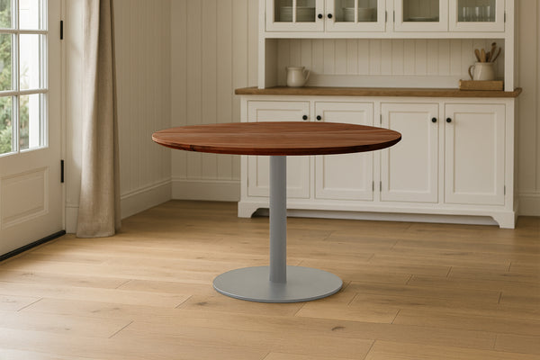 #akazienussbaumfarben #110x110 #säulen-gestellrundsilber