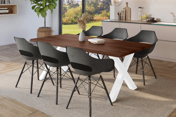 #holznussbaum-optik #220x100 #x-gestellweiß