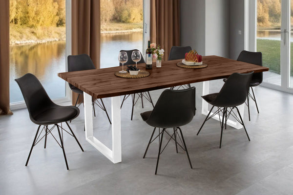 #holznussbaum-optik #240x100 #u-gestellweiß
