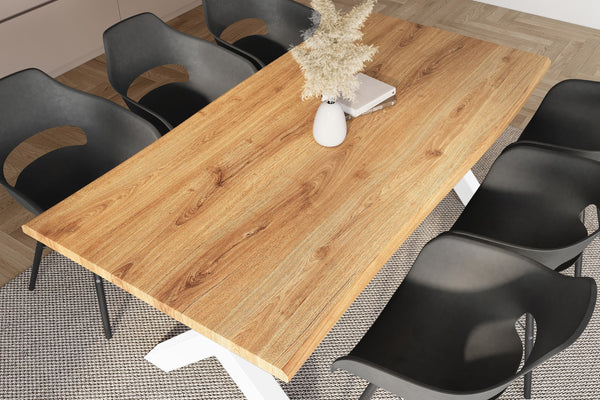 #holzwildeiche-optik #220x100 #x-gestellweiß