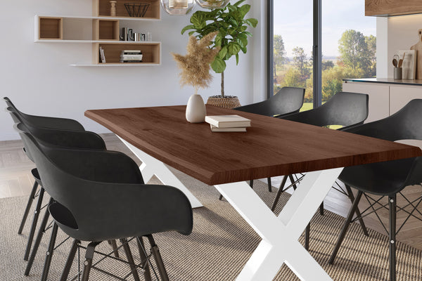 #holznussbaum-optik #200x100 #x-gestellweiß