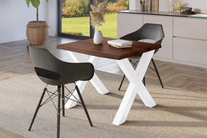 #holznussbaum-optik #80x80 #x-gestellweiß
