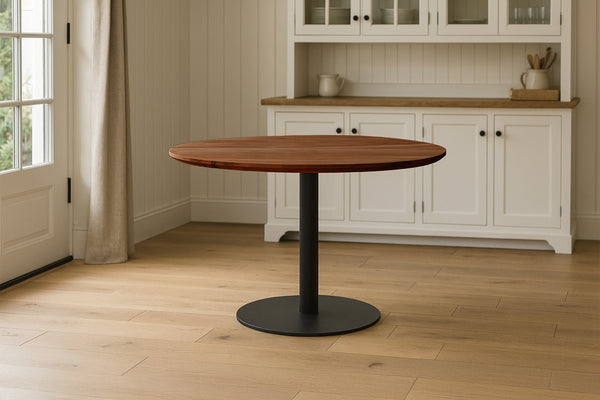 #akazienussbaumfarben #120x120 #säulen-gestellrundschwarz