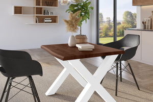 #holznussbaum-optik #80x80 #x-gestellweiß