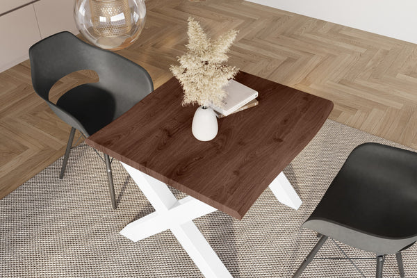 #holznussbaum-optik #80x80 #x-gestellweiß