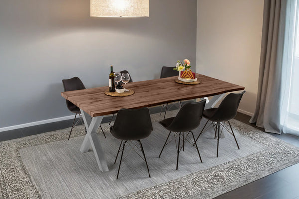 #holznussbaum-optik #240x100 #x-gestellsilber