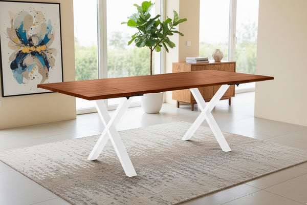 #nussbaumfarben #140(220)x90 #x-gestellweiß