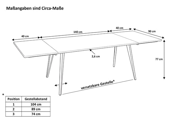 #naturfarben #140(220)x90 #vierfuß-gestellschwarz