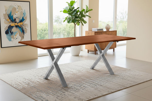 #nussbaumfarben #140(220)x90 #x-gestellsilber