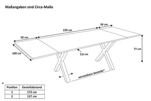#naturfarben #220(320)x100 #x-gestellweiß