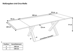 #nussbaumfarben #200(300)x100 #x-gestellweiß