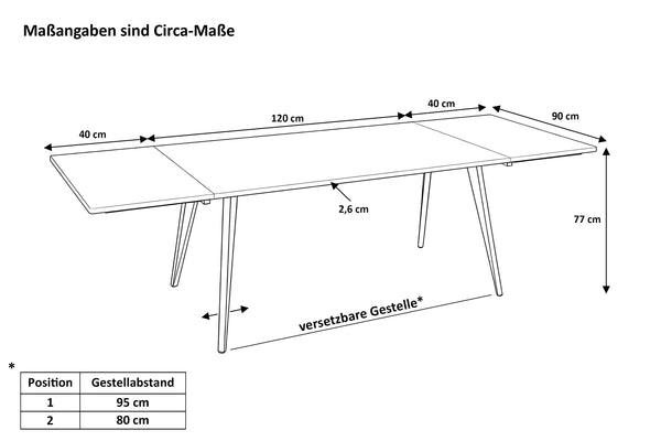 #nussbaumfarben #120(200)x90 #vierfuß-gestellschwarz