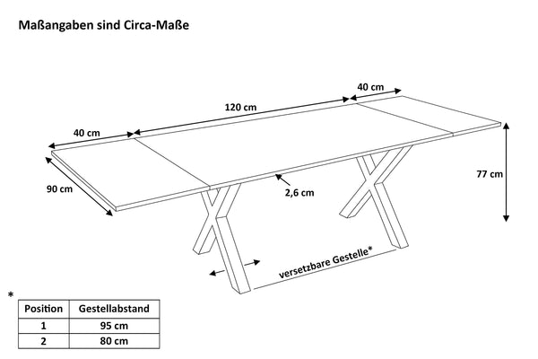 #nussbaumfarben #120(200)x90 #x-gestellsilber