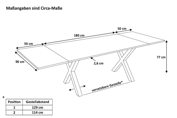 #naturfarben #180(280)x90 #x-gestellschwarz