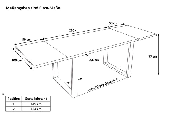 #nussbaumfarben #200(300)x100 #u-gestellschwarz