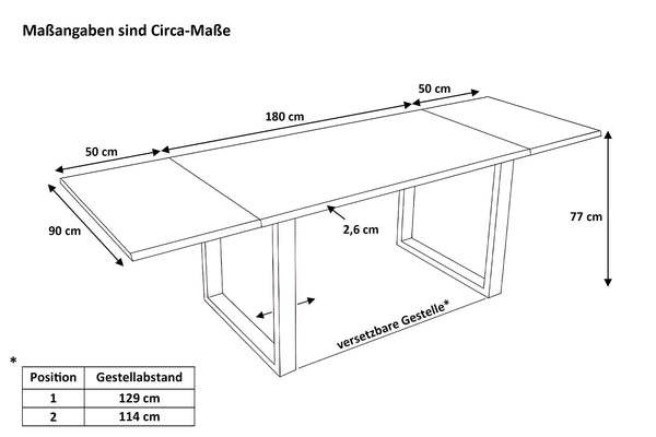 #nussbaumfarben #180(280)x90 #u-gestellsilber