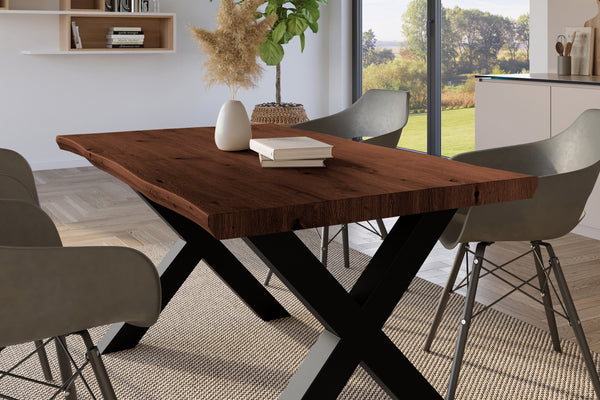 #holznussbaum-optik #120x80 #x-gestellschwarz