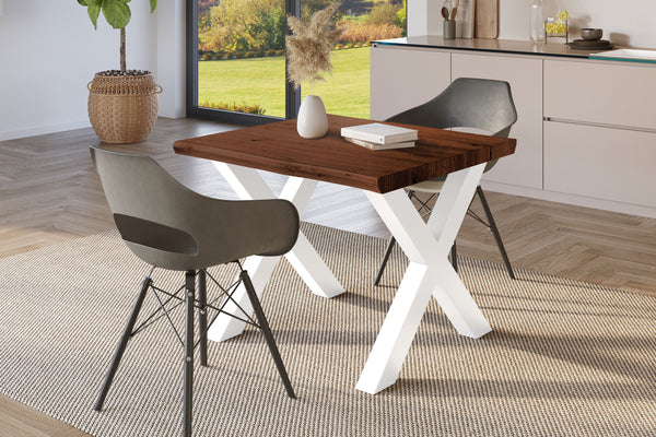 #holznussbaum-optik #80x80 #x-gestellweiß