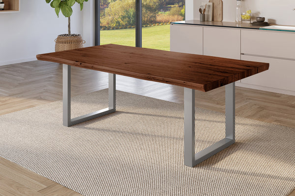 #holznussbaum-optik #220x100 #u-gestellsilber