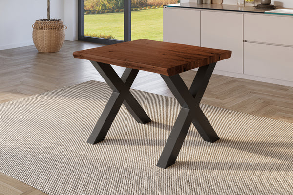 #holznussbaum-optik #80x80 #x-gestellschwarz