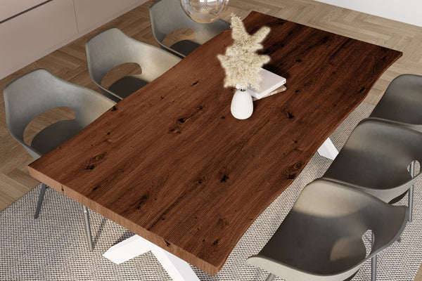 #holznussbaum-optik #220x100 #x-gestellweiß
