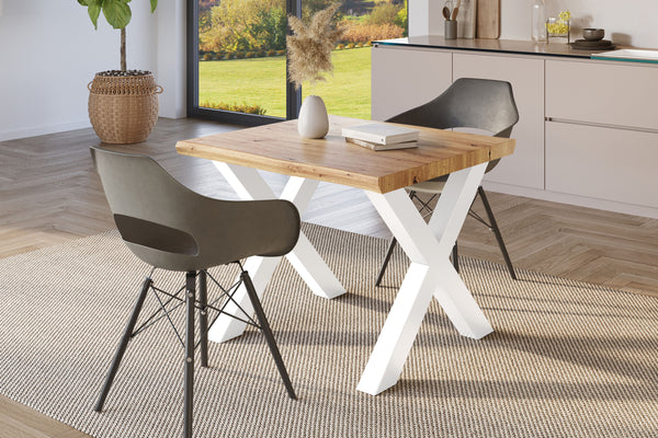 #holzwildeiche-optik #80x80 #x-gestellweiß